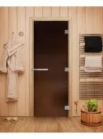 дверь "эталон" (бронза) 190х70, 10 мм, 3 петли, коробка ольха, банный эксперт