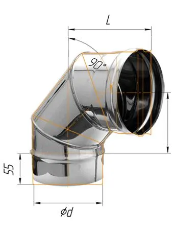 дымоход феррум утепленный нержавеющий (430/0,8мм)/зеркальный нержавеющий ф120/200 l=0,5 м по воде