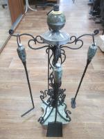 набор для камина из змеевика (часы+подсвечник)
