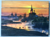 картина "храм у озера" 30*40 см на дереве х005, пэм
